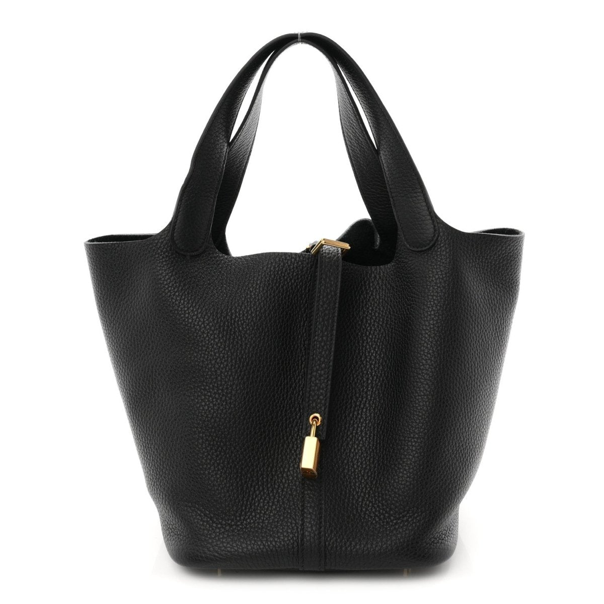 Taurillon Clemence Picotin Lock 22 MM Black Tote - NEESTRA