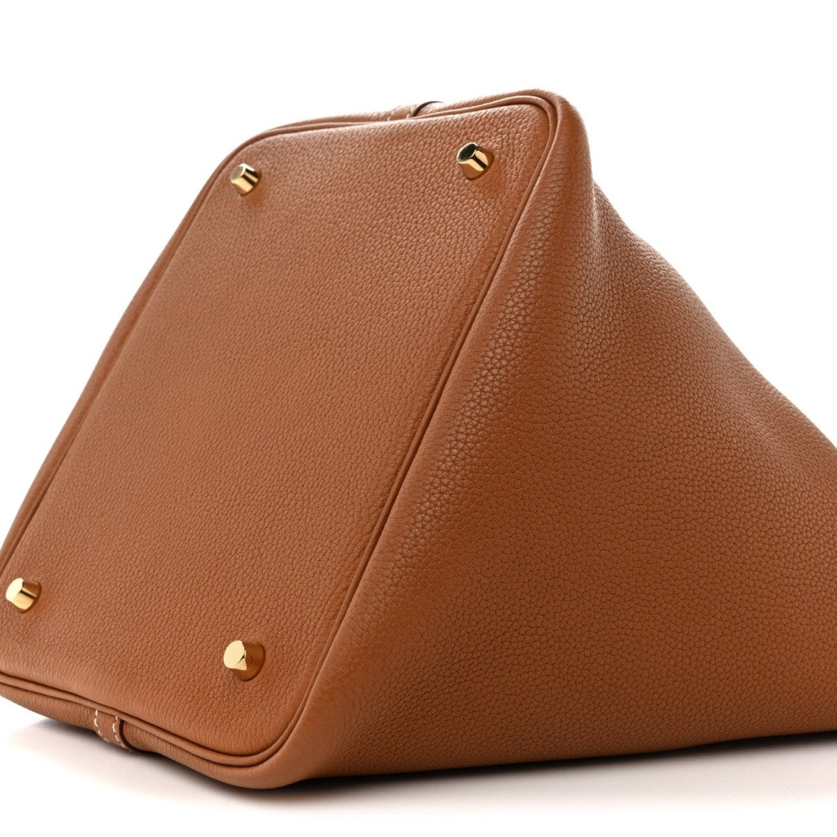 Taurillon Clemence Picotin Lock 22 MM Gold Leather Tote - NEESTRA