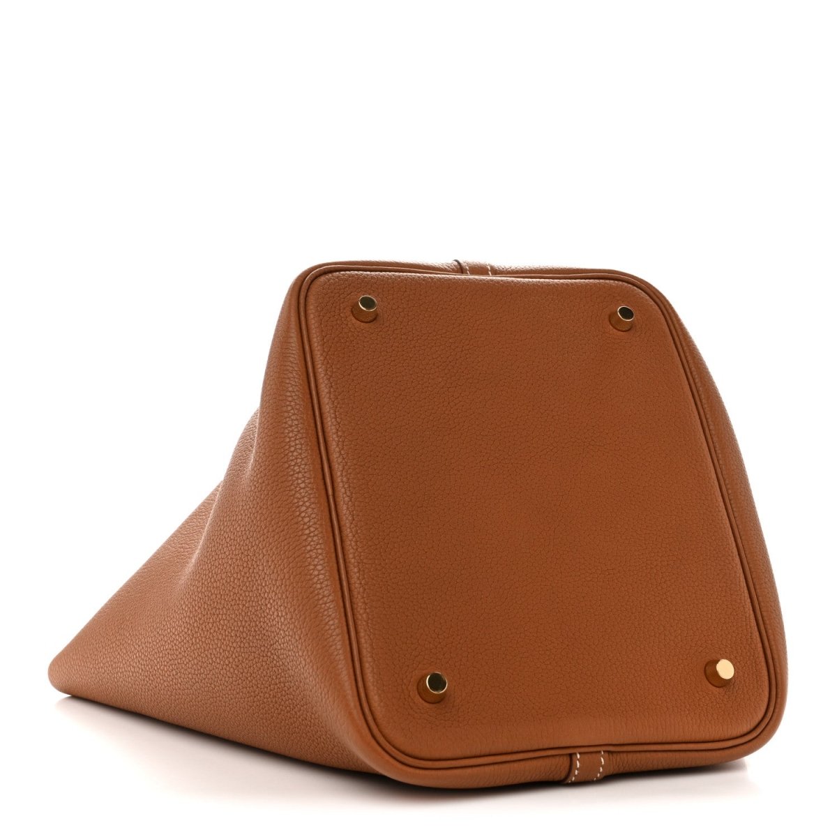 Taurillon Clemence Picotin Lock 22 MM Gold Leather Tote - NEESTRA