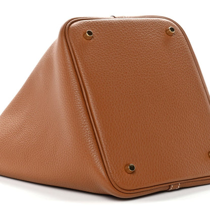 Taurillon Clemence Picotin Lock 22 MM Leather Bucket Bag Gold - NEESTRA