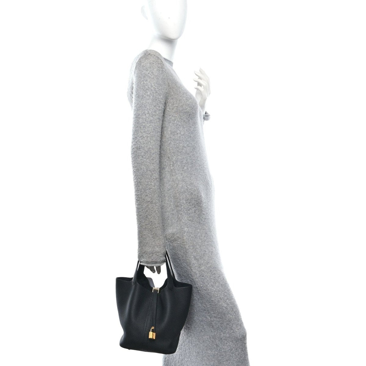 Taurillon Clemence Picotin Lock 22 MM Tote Black - NEESTRA