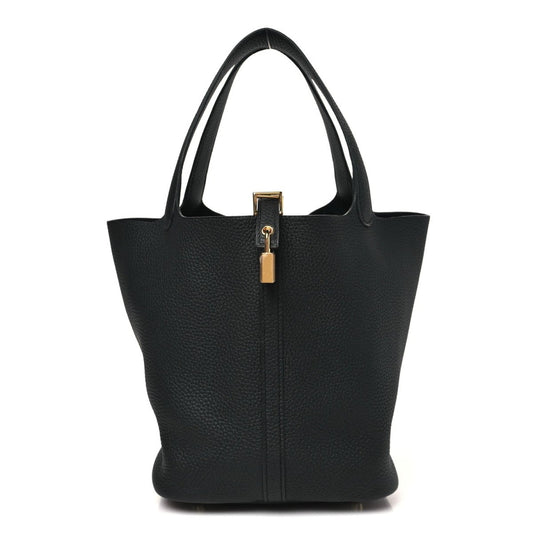 Taurillon Clemence Picotin Lock 22 MM Tote Black - NEESTRA