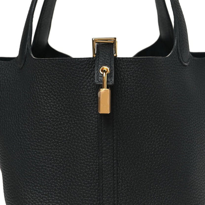 Taurillon Clemence Picotin Lock 22 MM Tote Black - NEESTRA