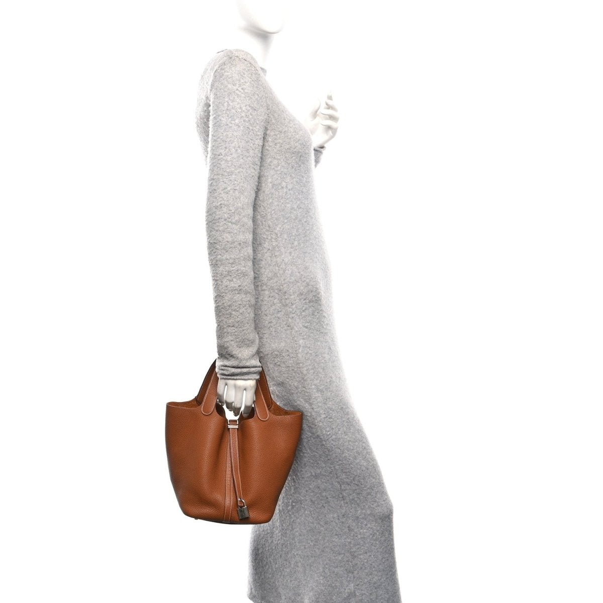 Taurillon Clemence Picotin Lock 22 MM Tote Golden Brown - NEESTRA