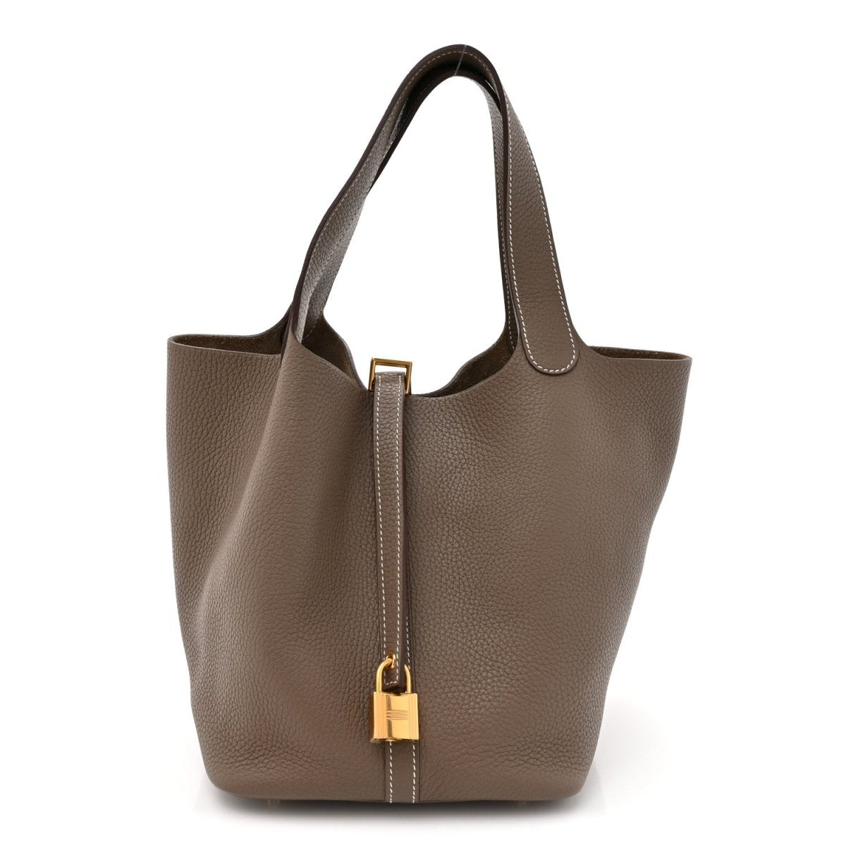 Taurillon Clemence Picotin Lock 22 MM Tote Taupe - NEESTRA