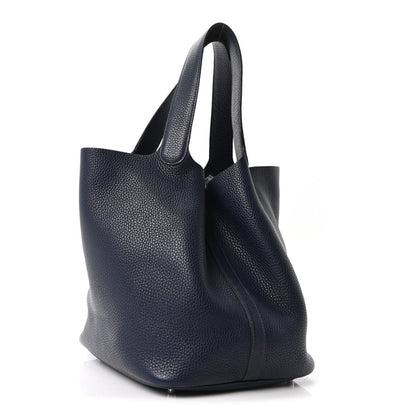 Taurillon Clemence Picotin Lock 26 GM Tote Bleu Nuit - NEESTRA