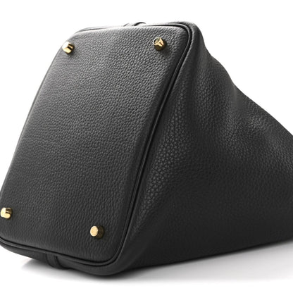 Taurillon Clemence Picotin Lock Tote Bag Calfskin Leather 22mm Black - NEESTRA