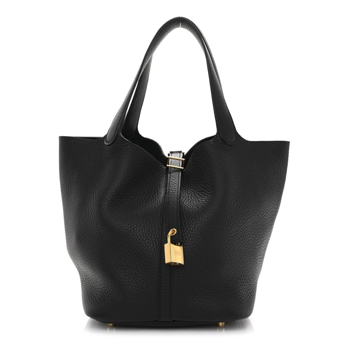 Taurillon Clemence Picotin Lock Tote Bag Calfskin Leather 22mm Black - NEESTRA