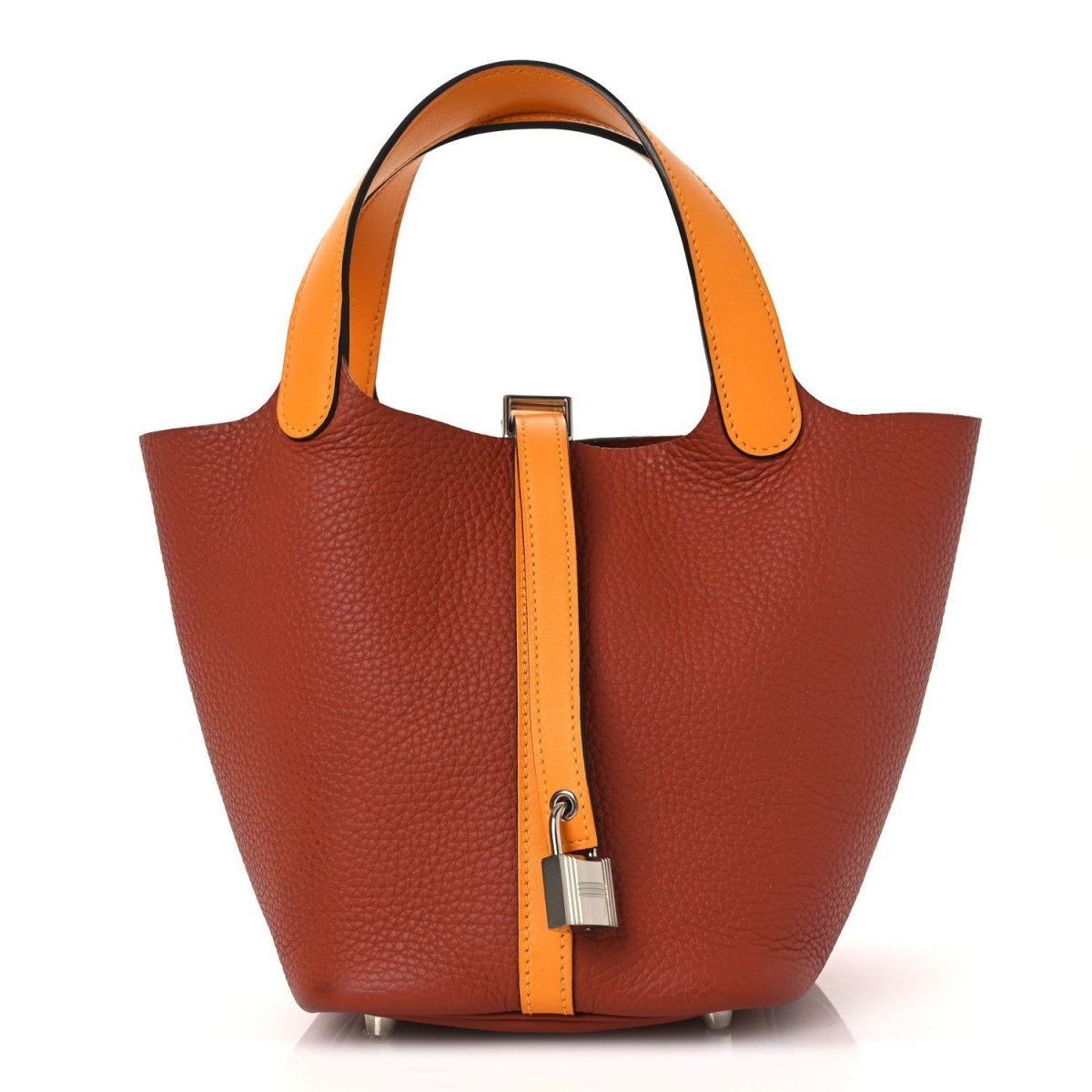 Taurillon Clemence Swift Picotin 18 PM Leather Tote Cuivre - NEESTRA